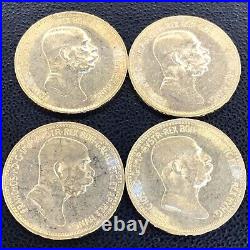 Bu Unc 1909 Gold Austria 10 Corona 3.3875 Grams Franz Joseph Coin