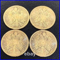Bu Unc 1909 Gold Austria 10 Corona 3.3875 Grams Franz Joseph Coin