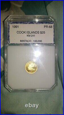 Cook Islands $25.999 Pure Gold 1991 Cameo Proof Coin