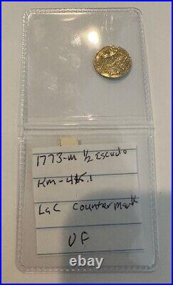 Gold Coin 1773 Vj 1/2 Escudo. Countermark Lac