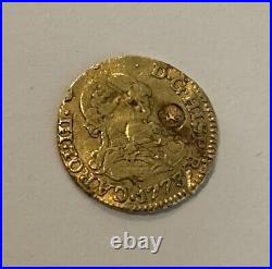 Gold Coin 1773 Vj 1/2 Escudo. Countermark Lac