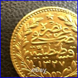 Gold Coin Ottoman Empire 25 Kurus 1327 (1912) Year 4 Mehmed V Constantinople