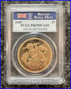 Great Britain 2005 Gold 5 Pounds Sovereigns PCGS PF69 DCAM