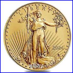 Lot of 5 2024 1/10 oz Gold American Eagle $5 Coin BU