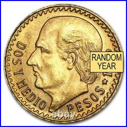 Mexico Random Year 2.5 Dos y Medio Gold Pesos Brilliant Uncirculated BU coins
