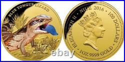 Niue 2016 100$ Remarkable Reptiles blue tongue lizard 1oz Gold Coin australia