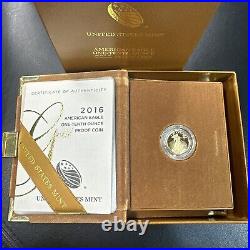 SUPERB GEM BU 2016-W American Eagle Gold Proof (1/10 oz) $5 Coin with OGP & COA