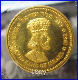 Scarce Israel 1962 Gold Proof Coin, 50 Shekel, King David, Menorah, Zodaic