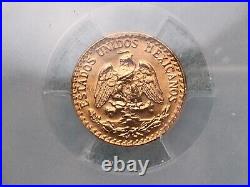 TOP POP! 1945-Mo 2 Peso Gold Mexico Dos Pesos MS68 PCGS Gem Uncirculated Coin