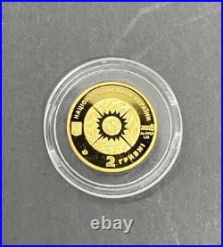 Ukraine gold coin Cancer 2 UAH, 2008 year, 1.24 g, (Au 999,9) Uncirculated